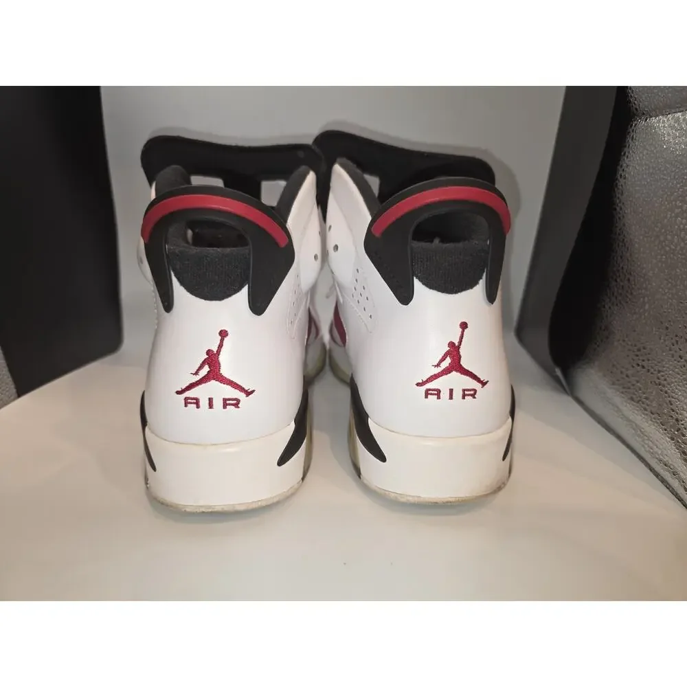 Air Jordan 6 Retro Carmine 2014 Size 9.5 White Red 384664-160 Men's Shoes